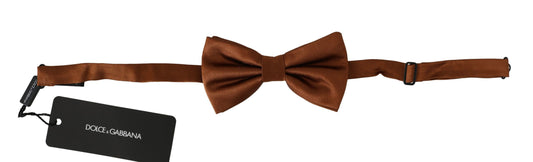 Dolce & Gabbana Elegant Silk Bow Tie in Bronze Elegance