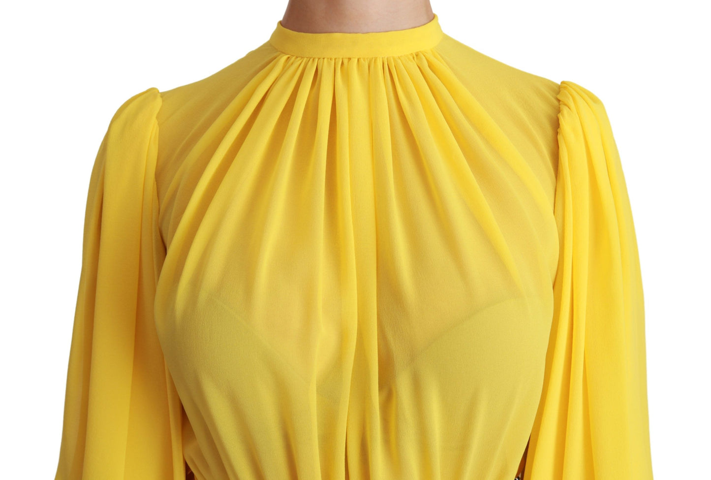 Dolce & Gabbana Silk Pleated A-line Mini Dress in Sunshine Yellow