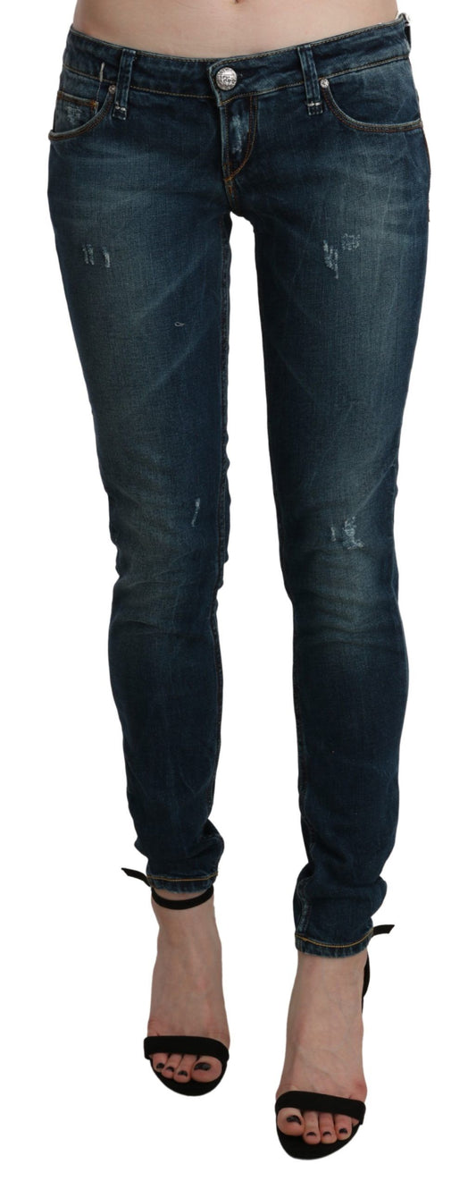 Acht Sleek Low Waist Skinny Denim - Blue Washed