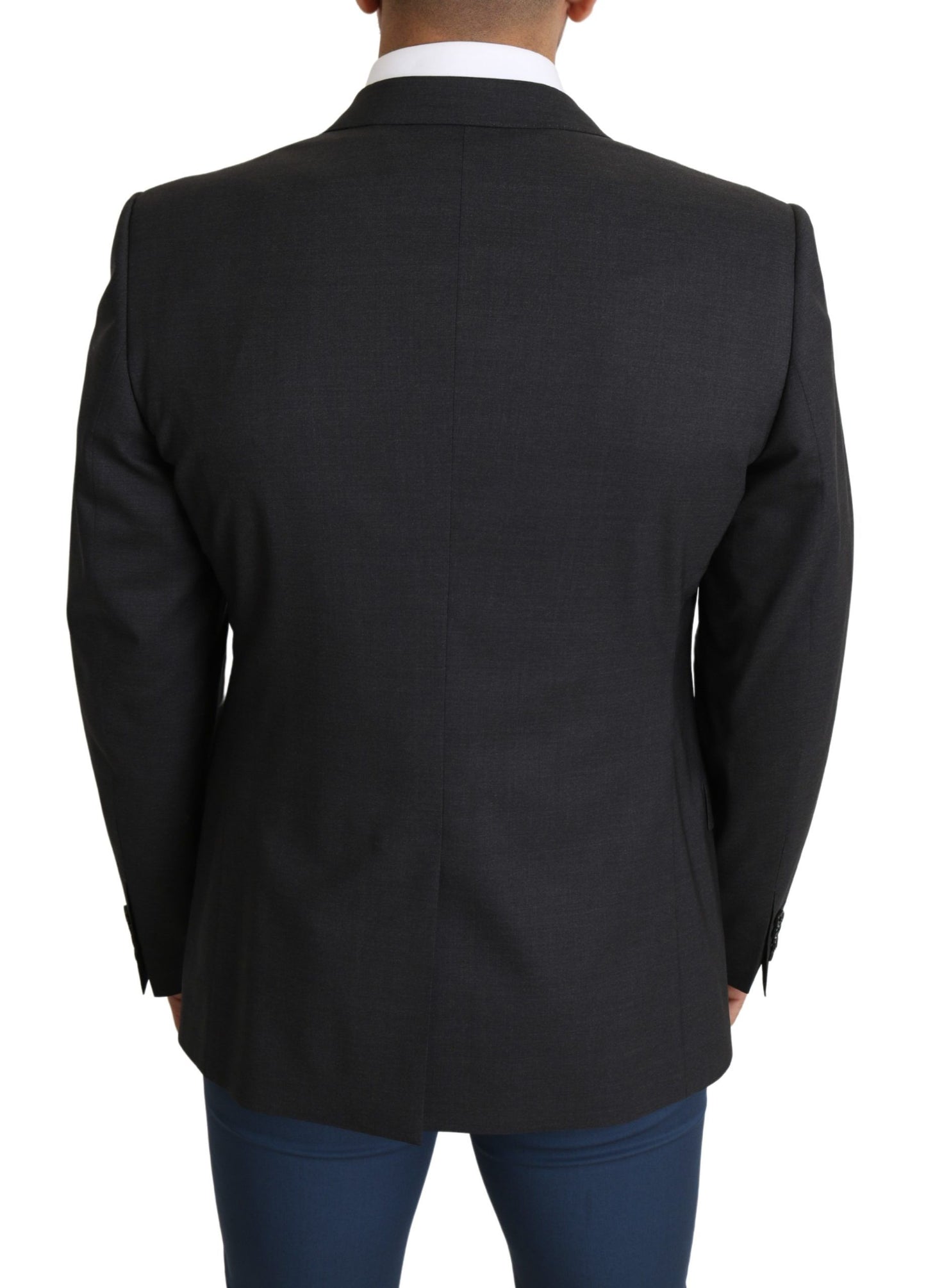 Dolce & Gabbana Elegant Gray Wool Silk Blend Slim Fit Blazer