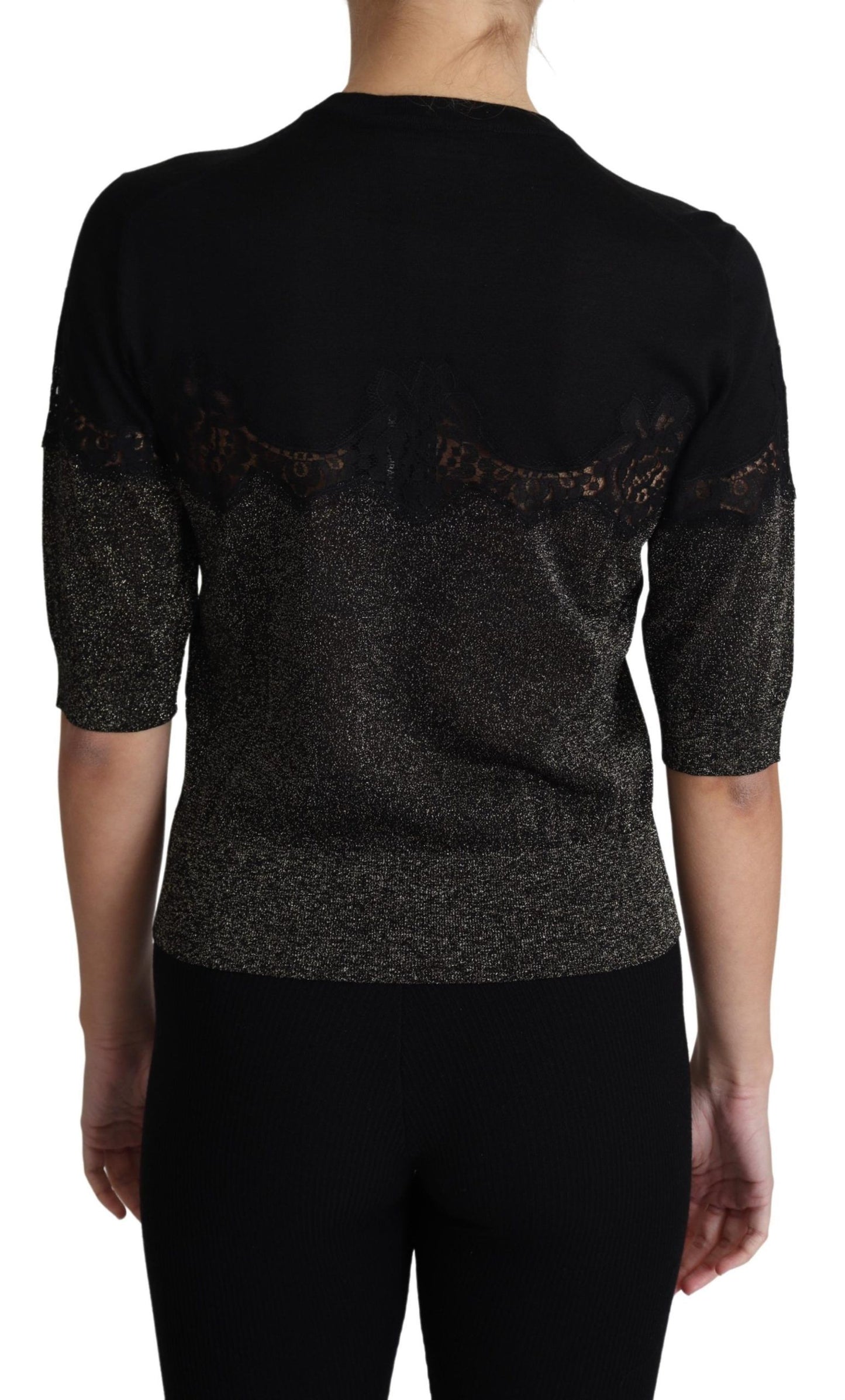 Dolce & Gabbana Elegant Lurex Threaded Jersey Lace Blouse