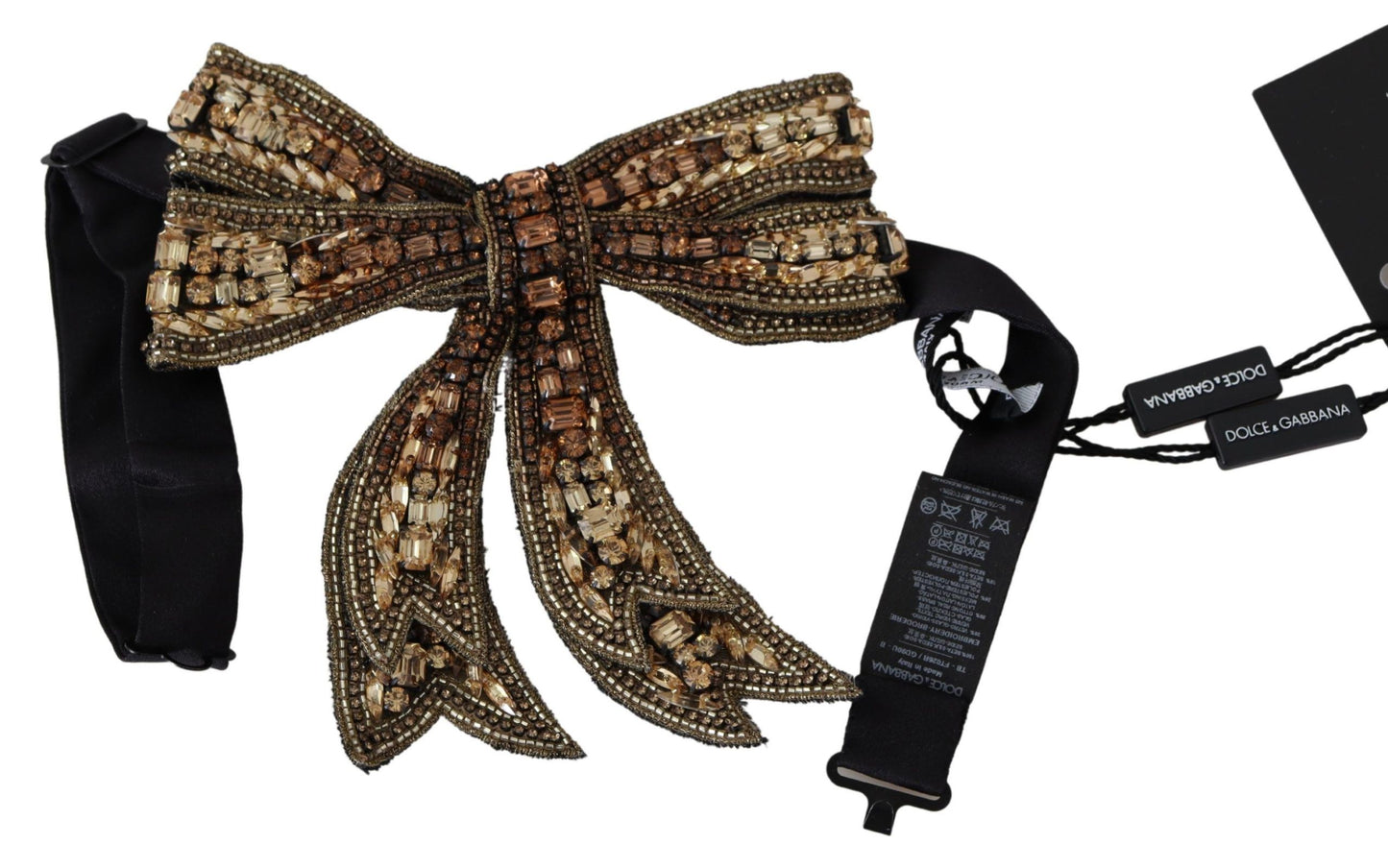 Dolce & Gabbana Elegant Gold Silk Embellished Bowtie