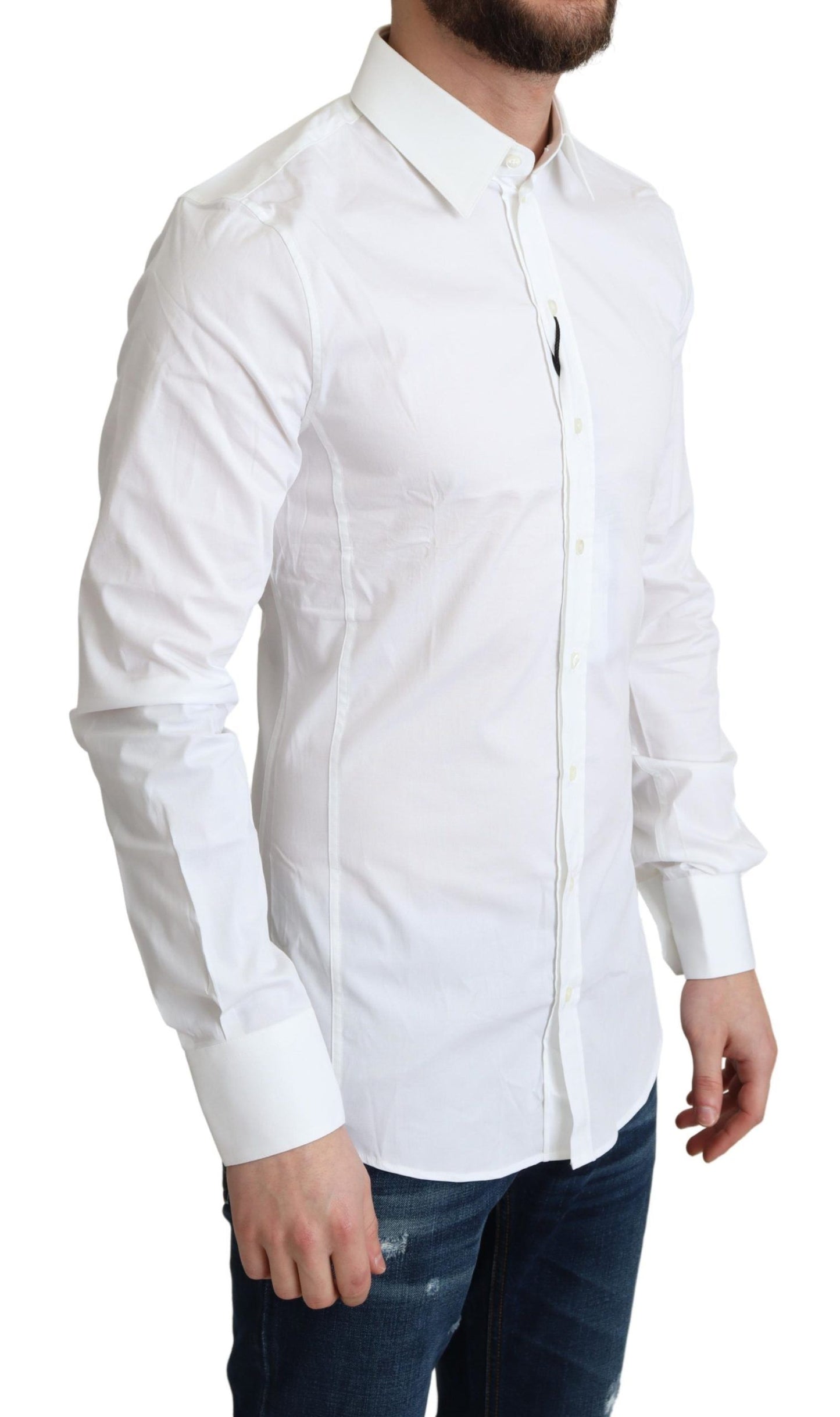 Dolce & Gabbana Elegant White Cotton Stretch Dress Shirt