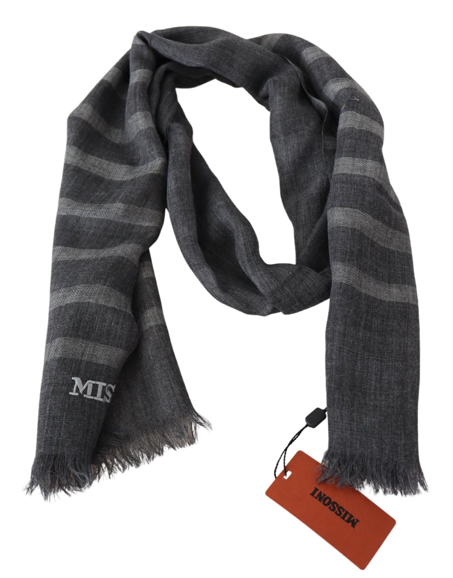 Missoni Elegant Unisex Wool Scarf with Logo Embroidery