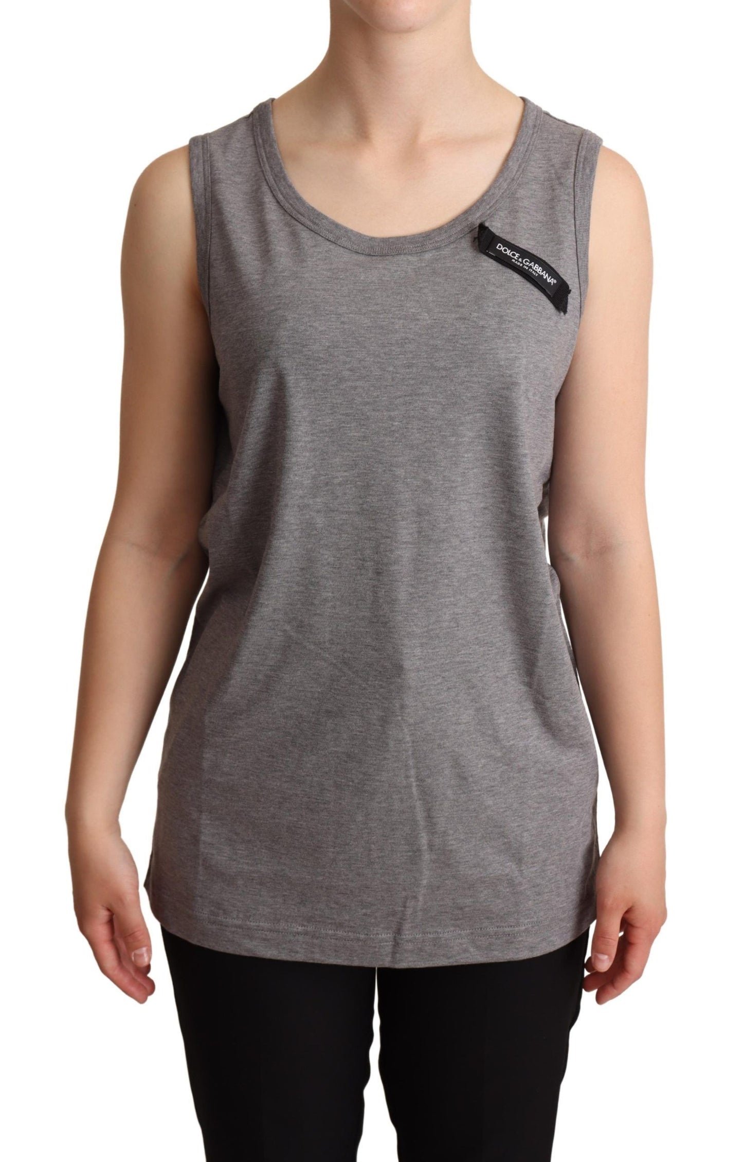 Dolce & Gabbana Elegant Gray Cotton Jersey Sleeveless Tank