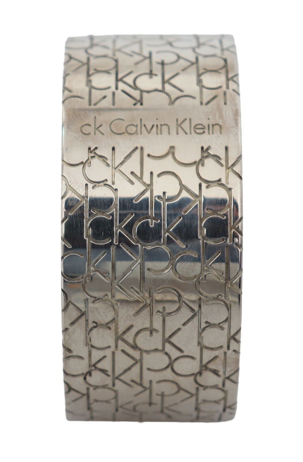 Calvin Klein Elegant Sterling Silver Logo Bangle Bracelet