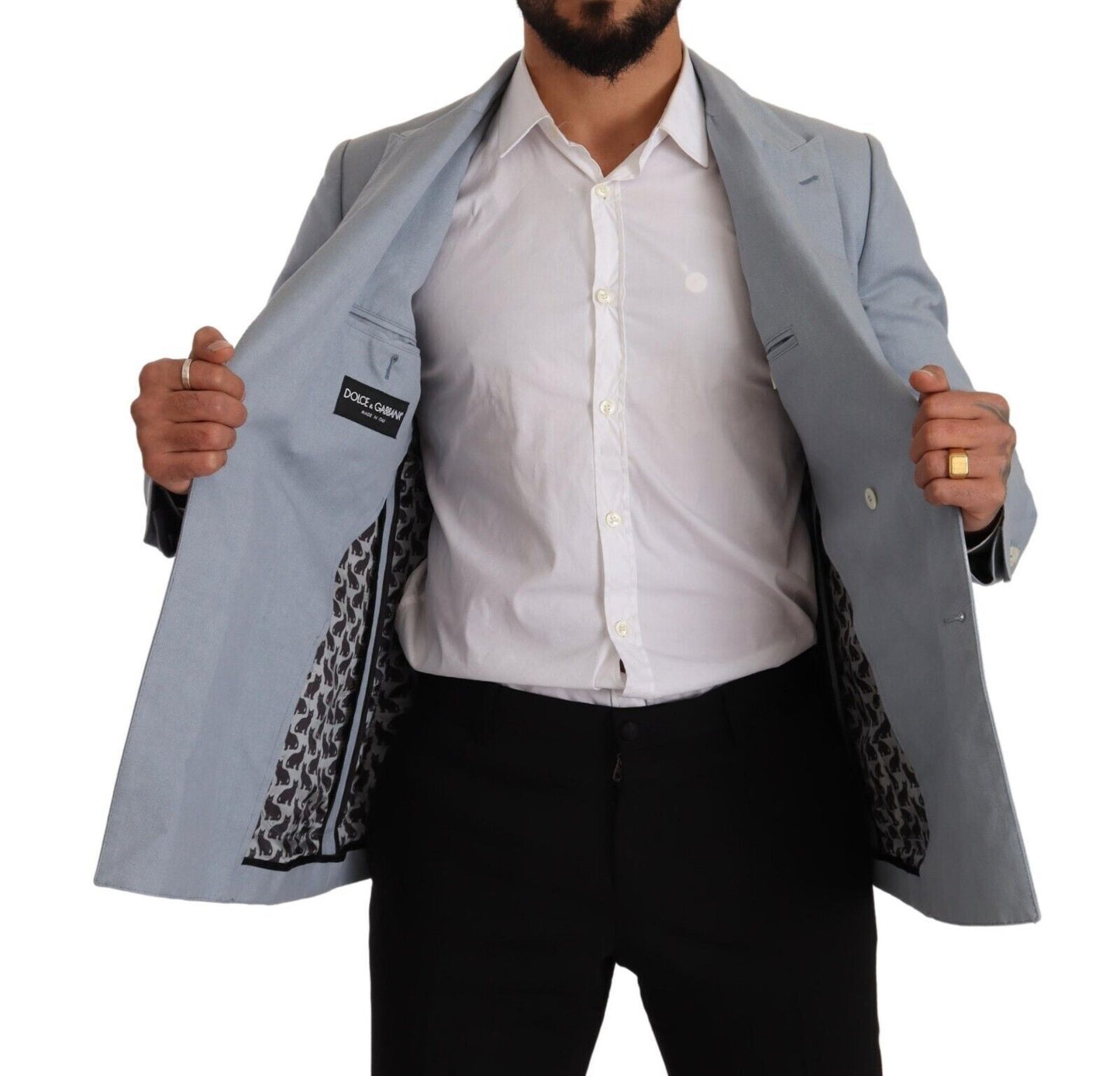 Dolce & Gabbana Elegant Slim Fit Light Blue Double Breasted Blazer