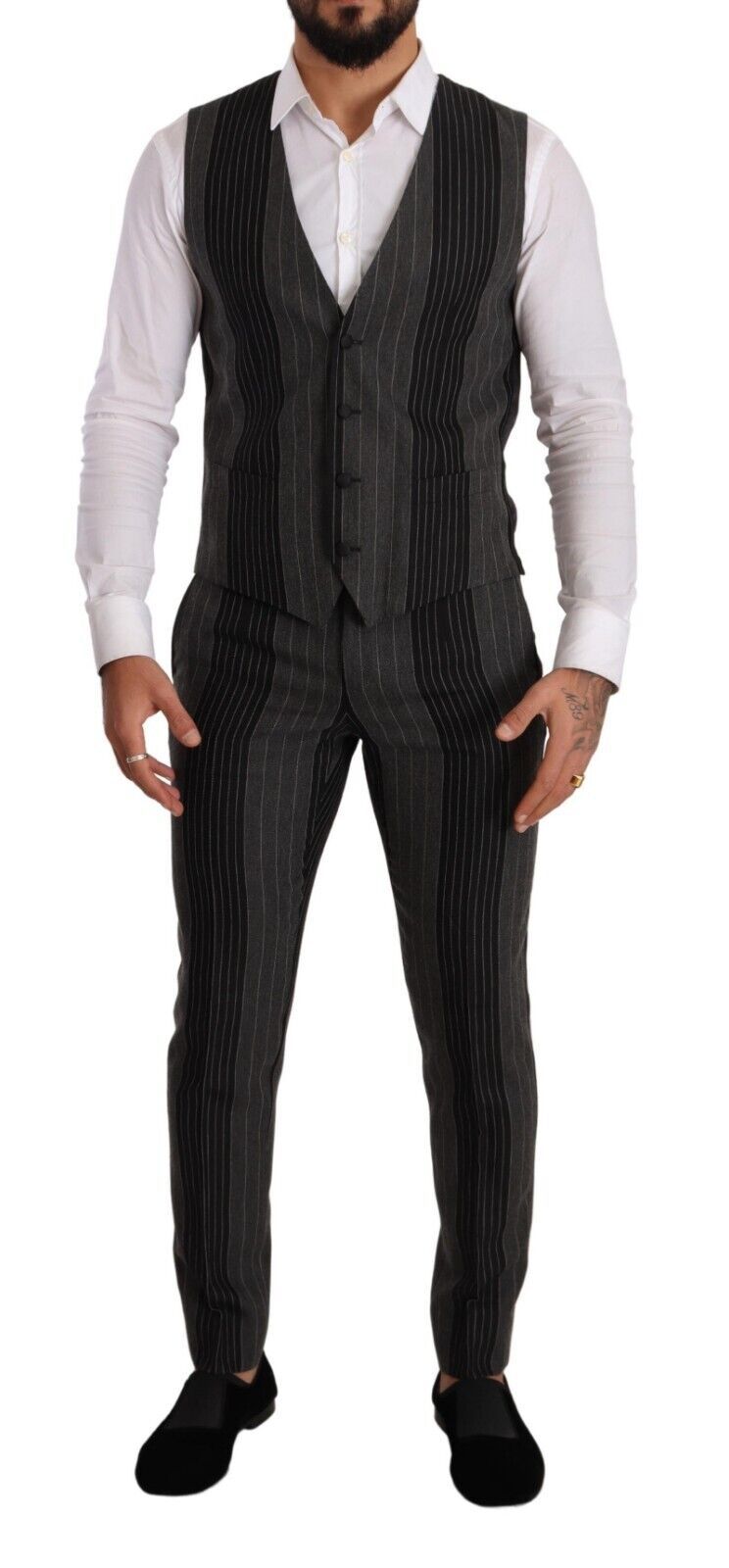 Dolce & Gabbana Elegant Striped Three-Piece Suit