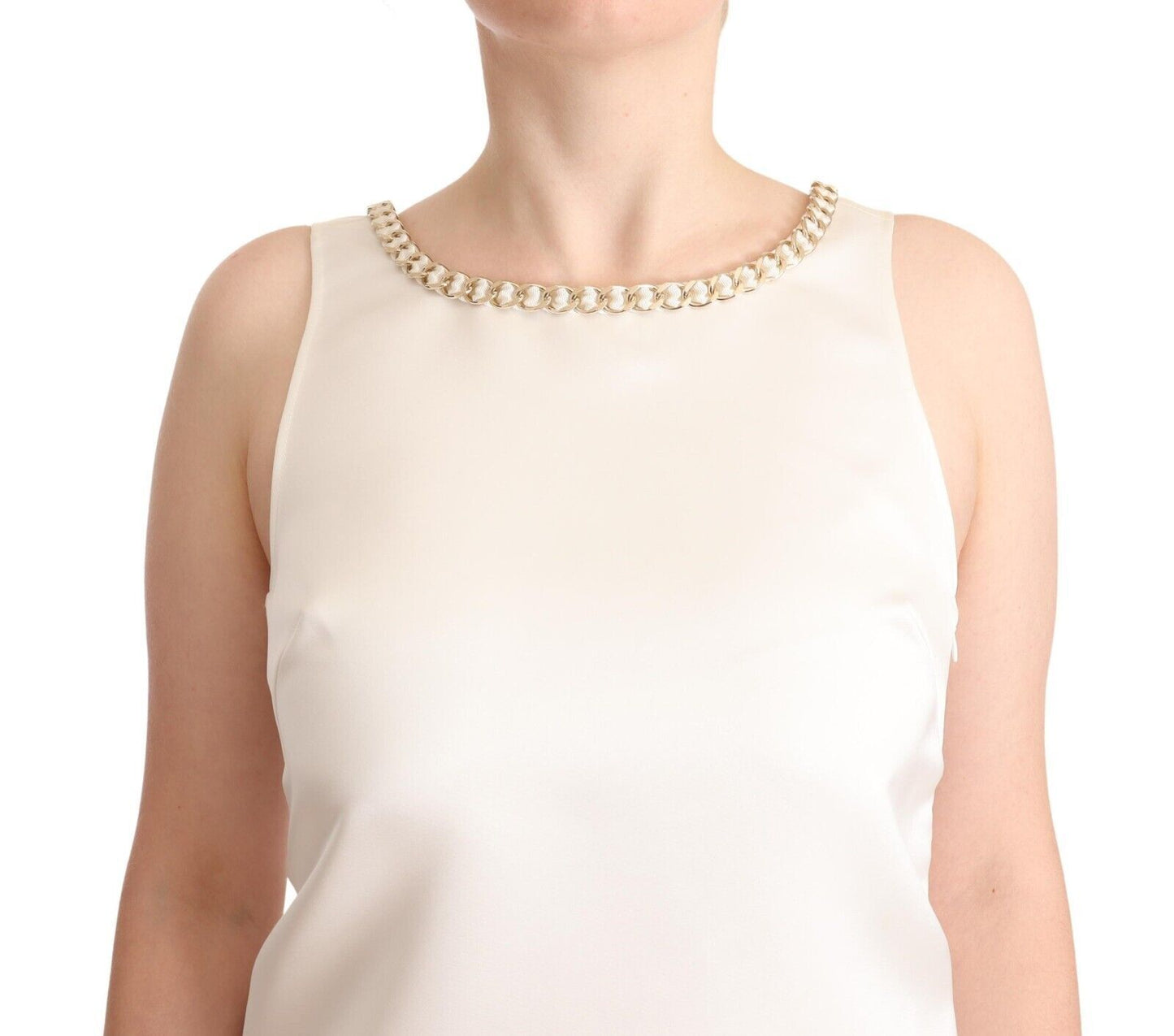 Elisabetta Franchi Elegant Sleeveless Mini Dress with Embellished Neckline