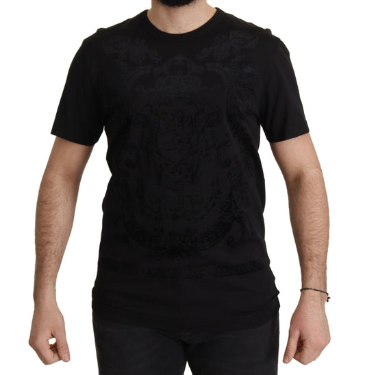 Dolce & Gabbana Elegant Black Baroque Crewneck Tee