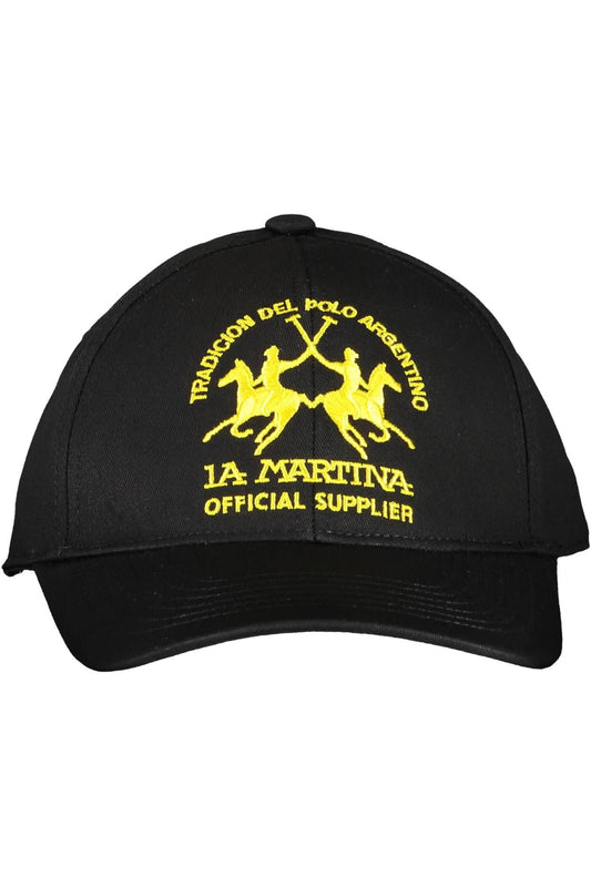 La Martina Black Cotton Men Cap