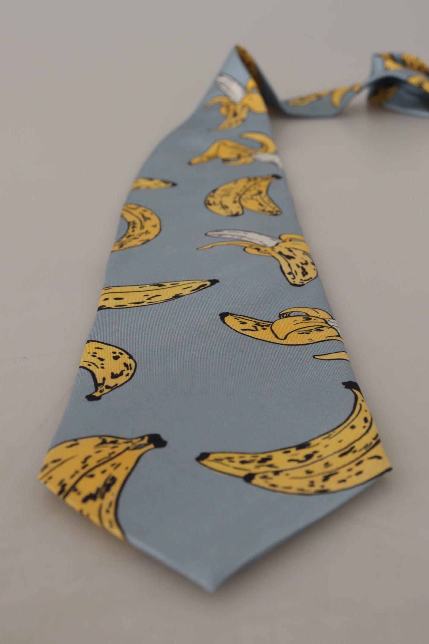 Dolce & Gabbana Elegant Blue Banana Print Silk Tie