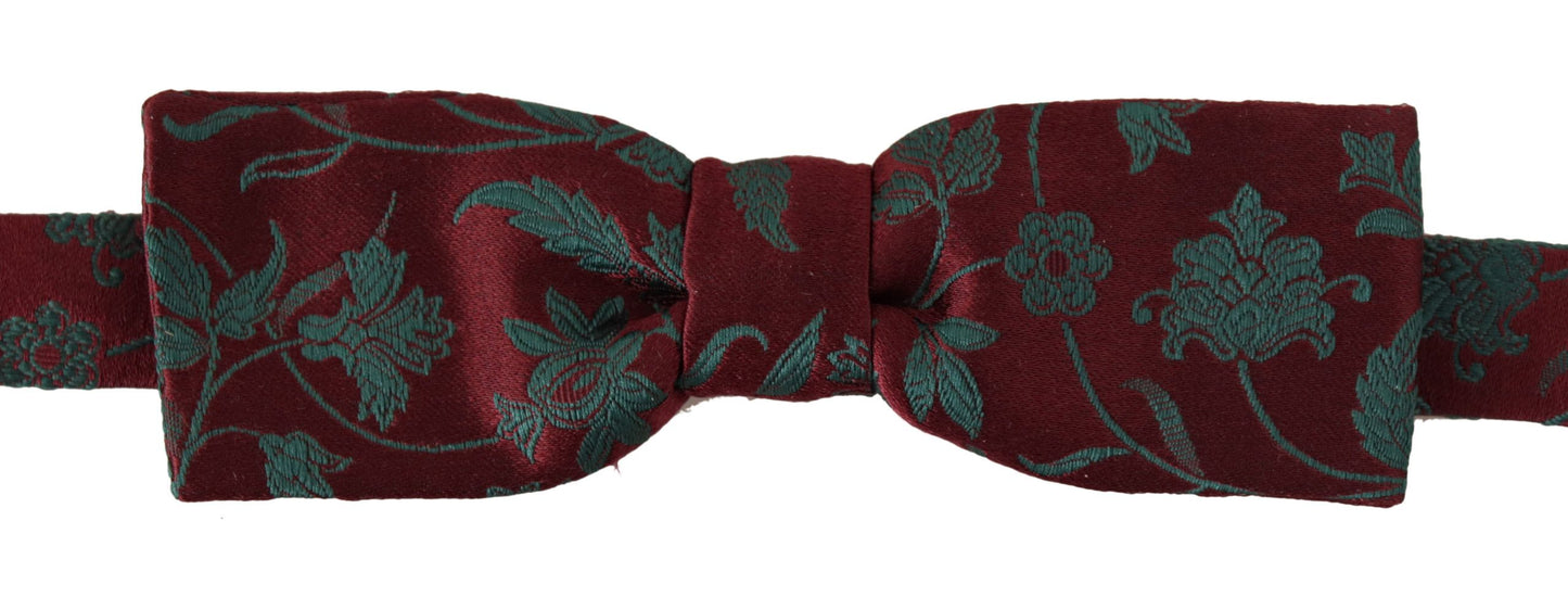 Dolce & Gabbana Elegant Maroon Patterned Bow Tie