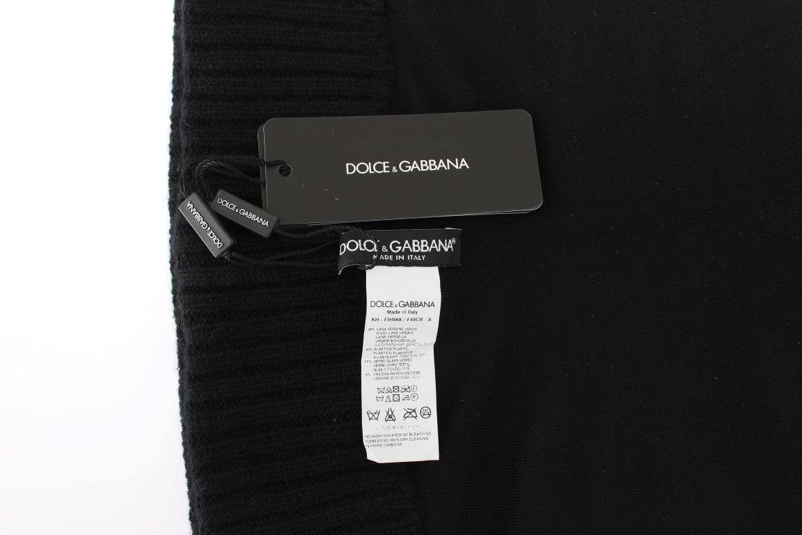 Dolce & Gabbana Elegant Black Sequined Hooded Scarf Wrap