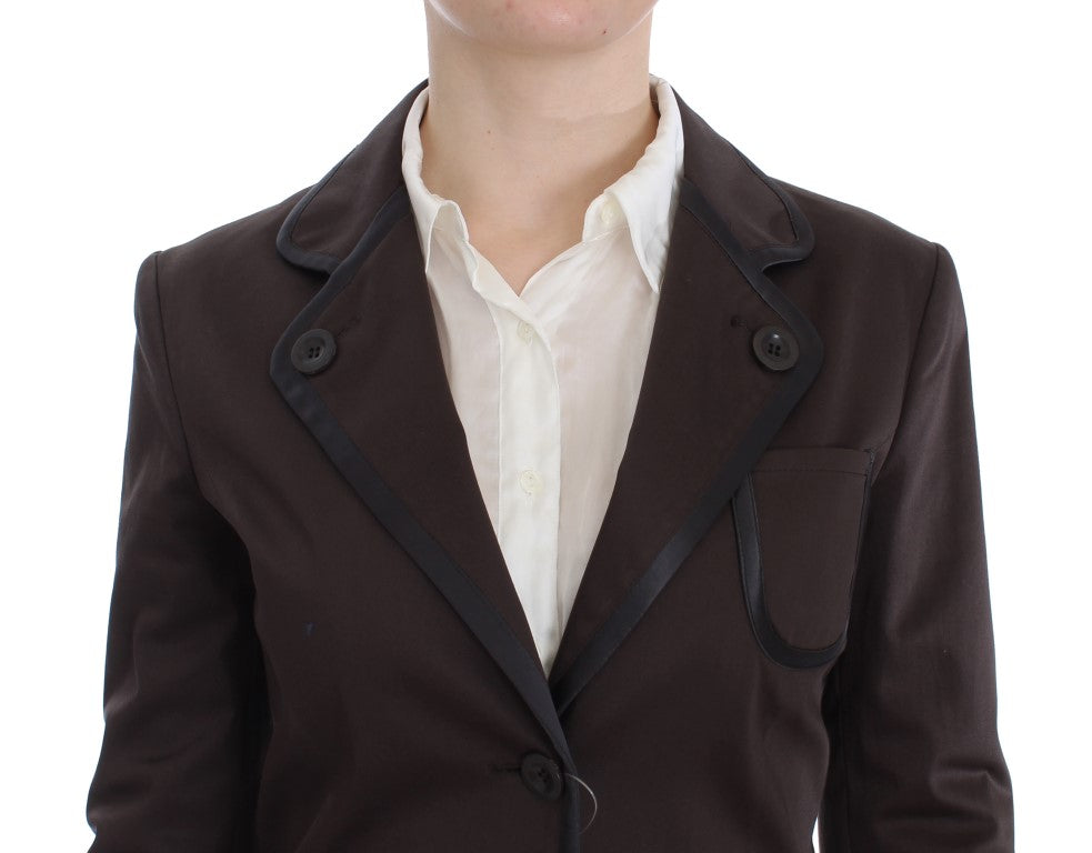 Exte Chic Brown Cotton-Elastane Suit Set