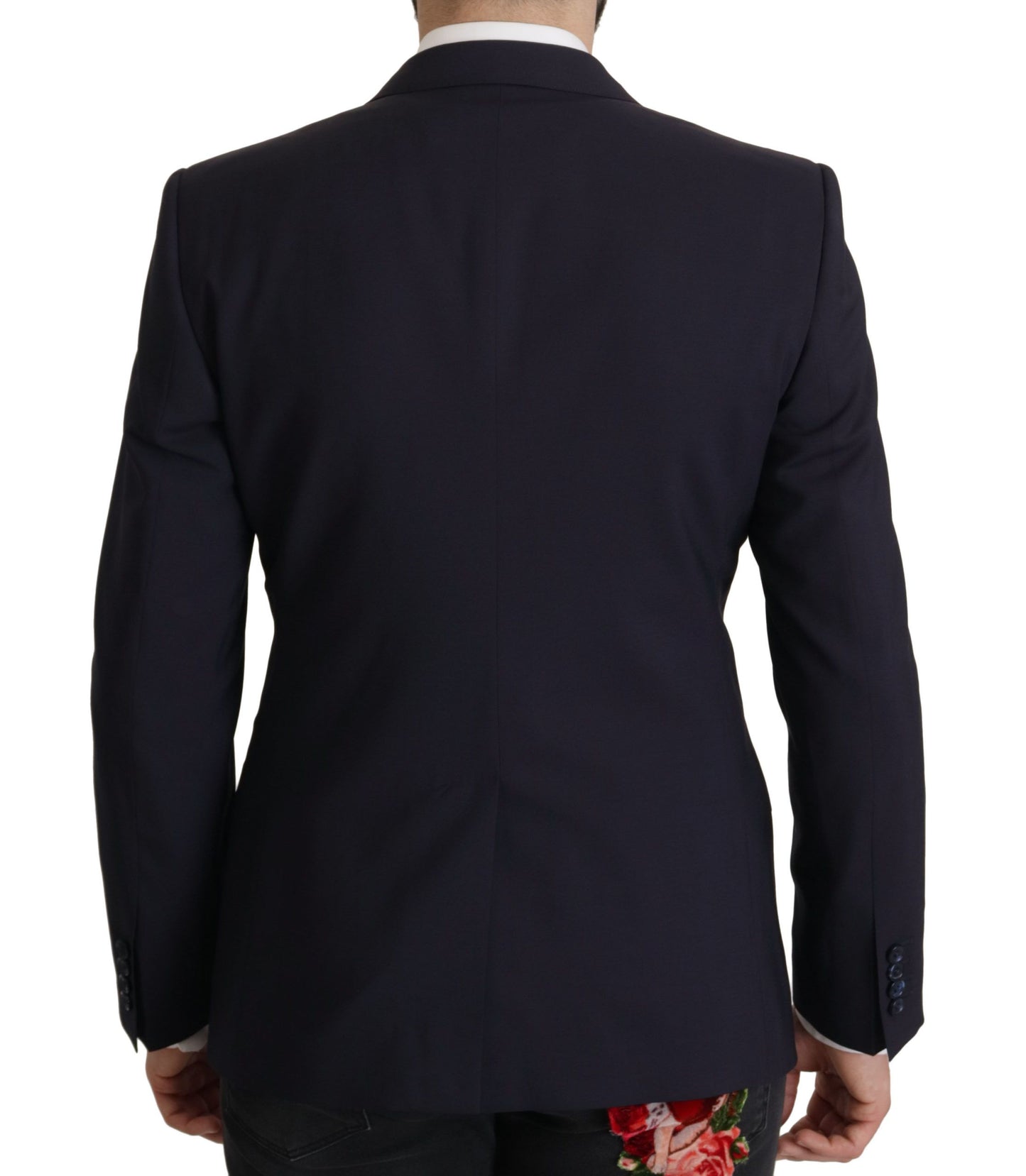 Dolce & Gabbana Elegant Navy Wool Blend Slim Blazer