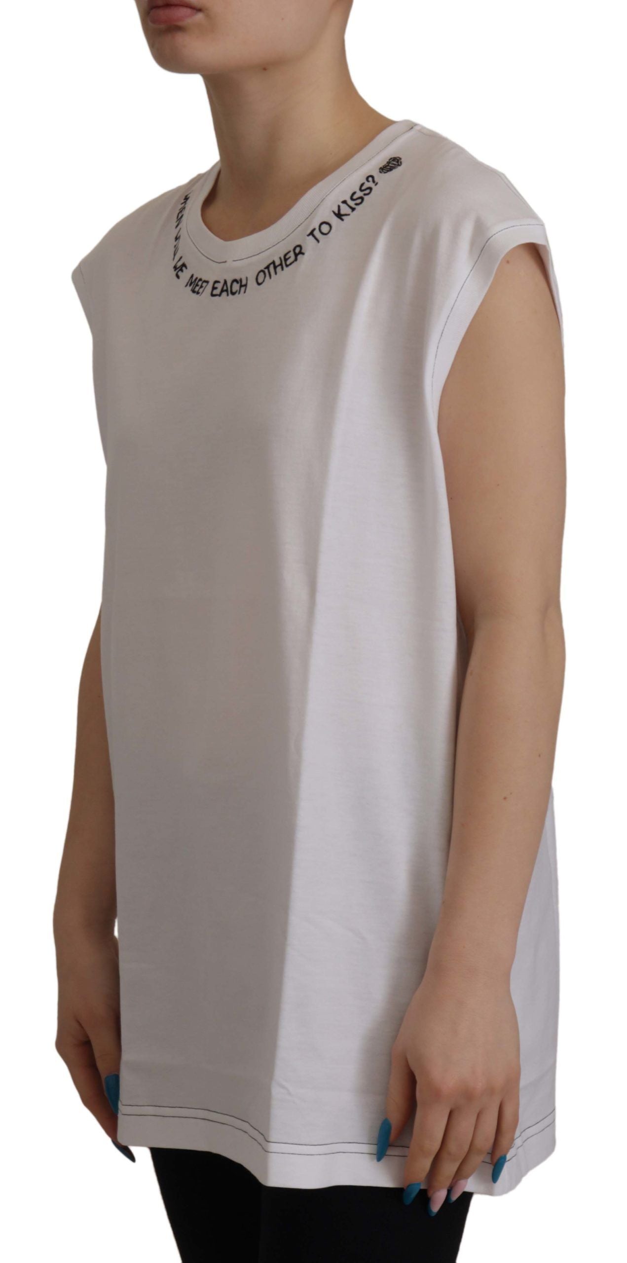 Dolce & Gabbana Elegant White Cotton Sleeveless Top