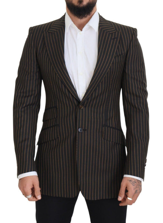 Dolce & Gabbana Elegant Striped Wool Blend Slim Blazer