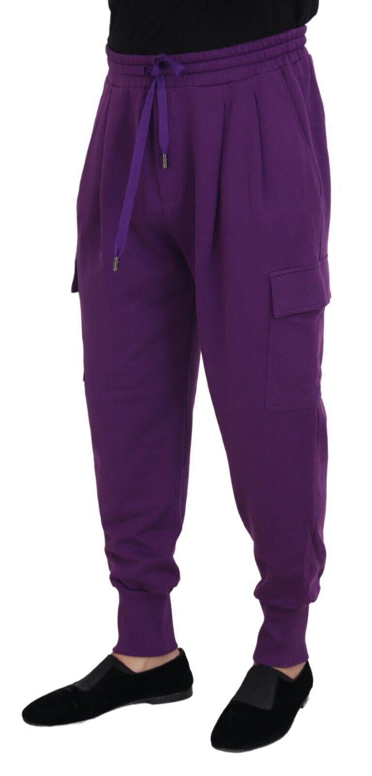 Dolce & Gabbana Elegant Purple Cotton Cargo Sweatpants