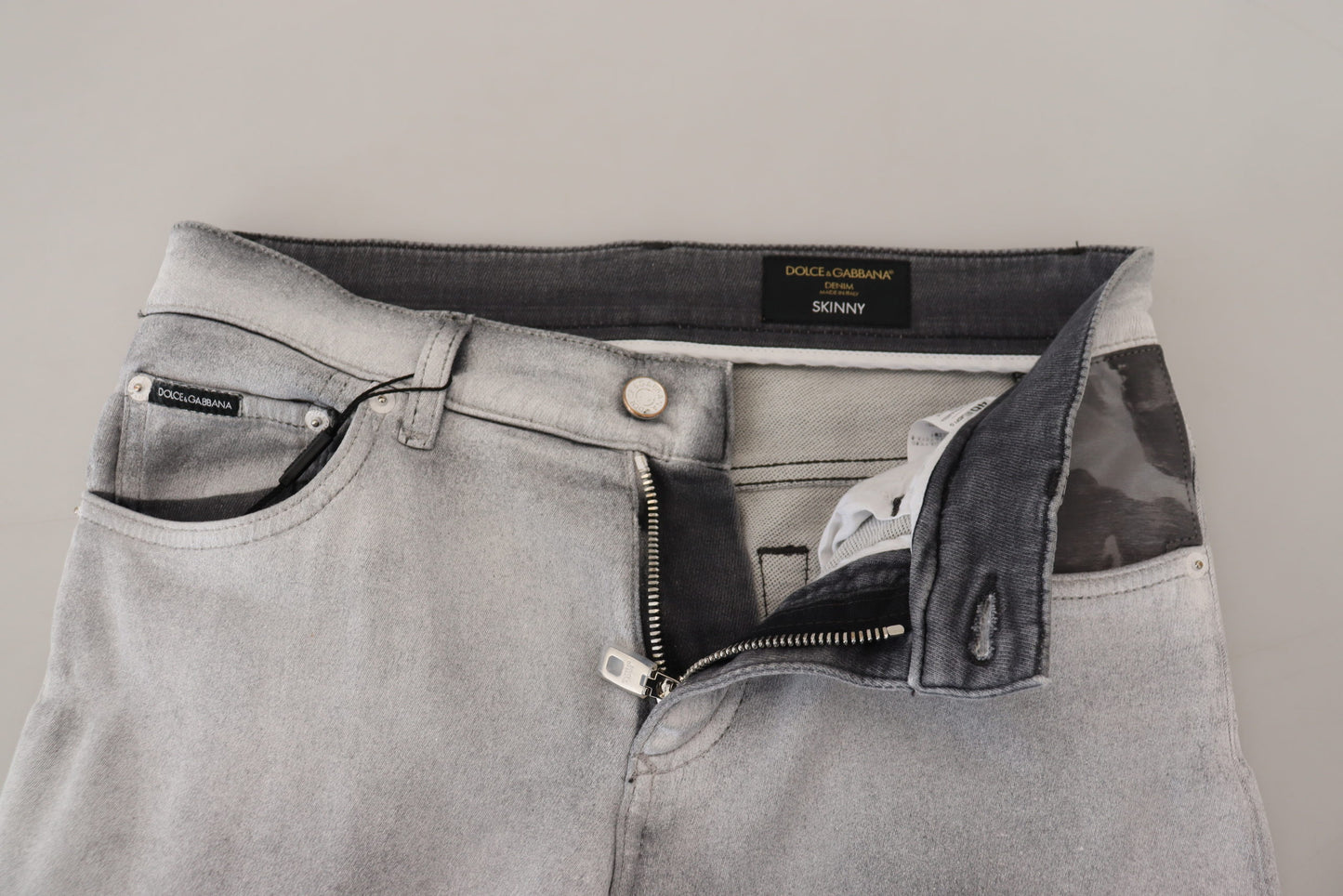 Dolce & Gabbana Elegant Gray Washed Cotton Blend Pants