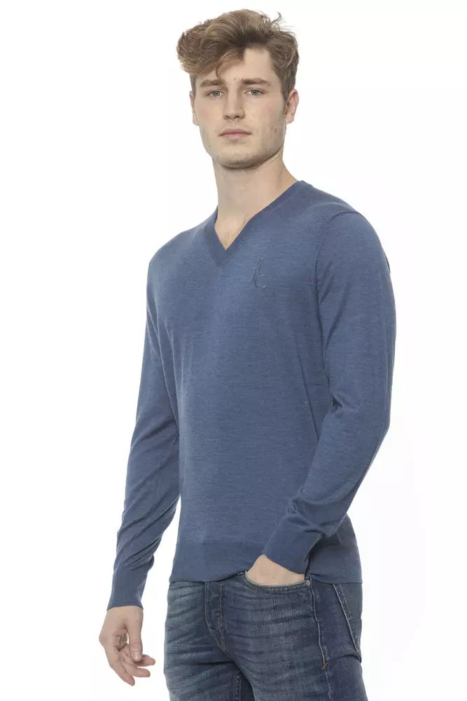 Billionaire Italian Couture Blue Cashmere Men Sweater