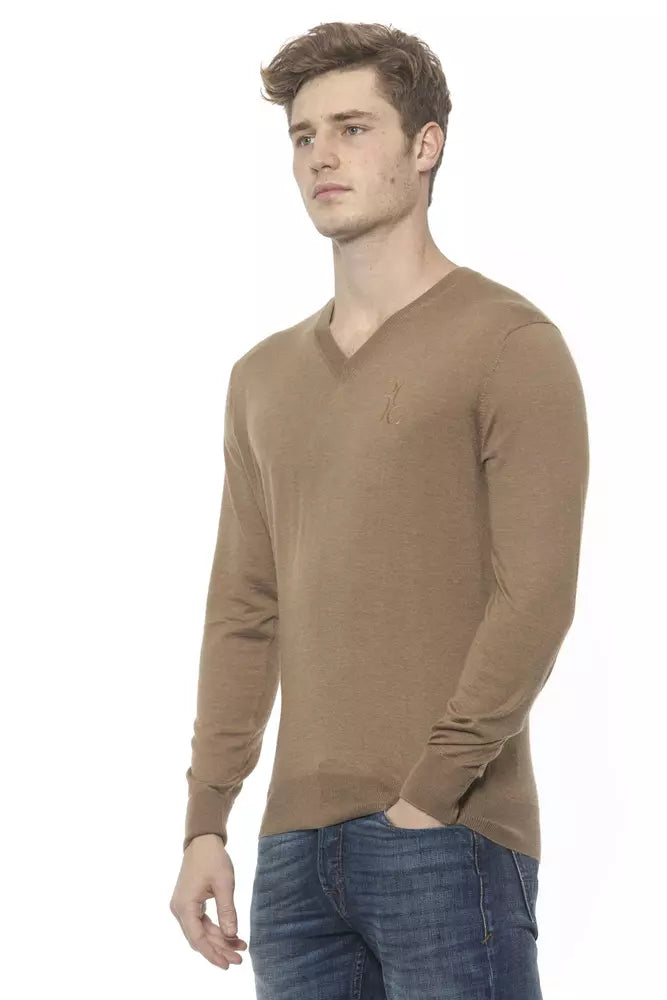 Billionaire Italian Couture Beige Cashmere Men Sweater