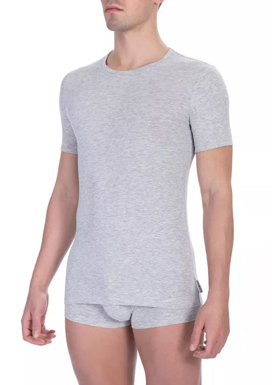 Bikkembergs Gray Cotton Men T-Shirt