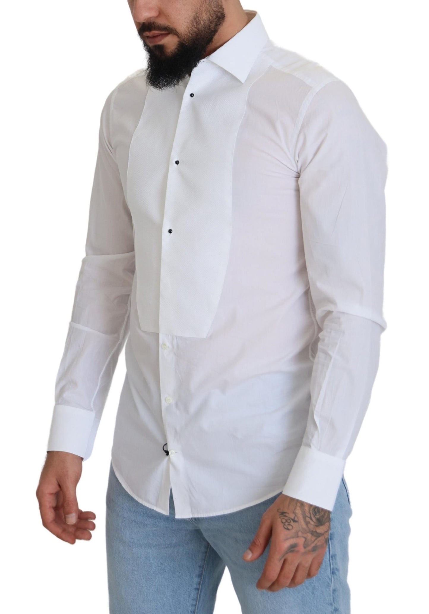 Dolce & Gabbana Elegant White Cotton Poplin Slim Fit Shirt