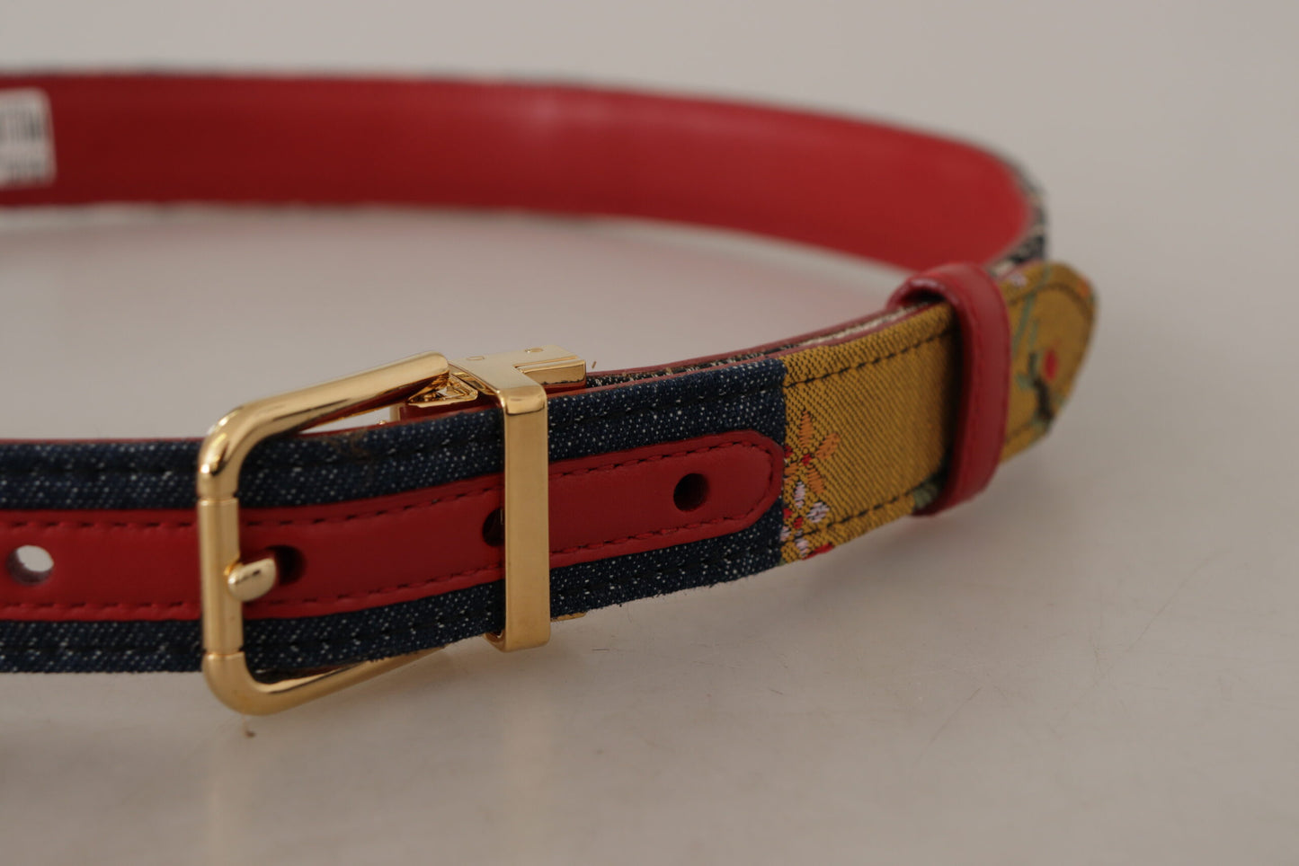 Dolce & Gabbana Chic Multicolor Leather Belt with Engraved Buckle