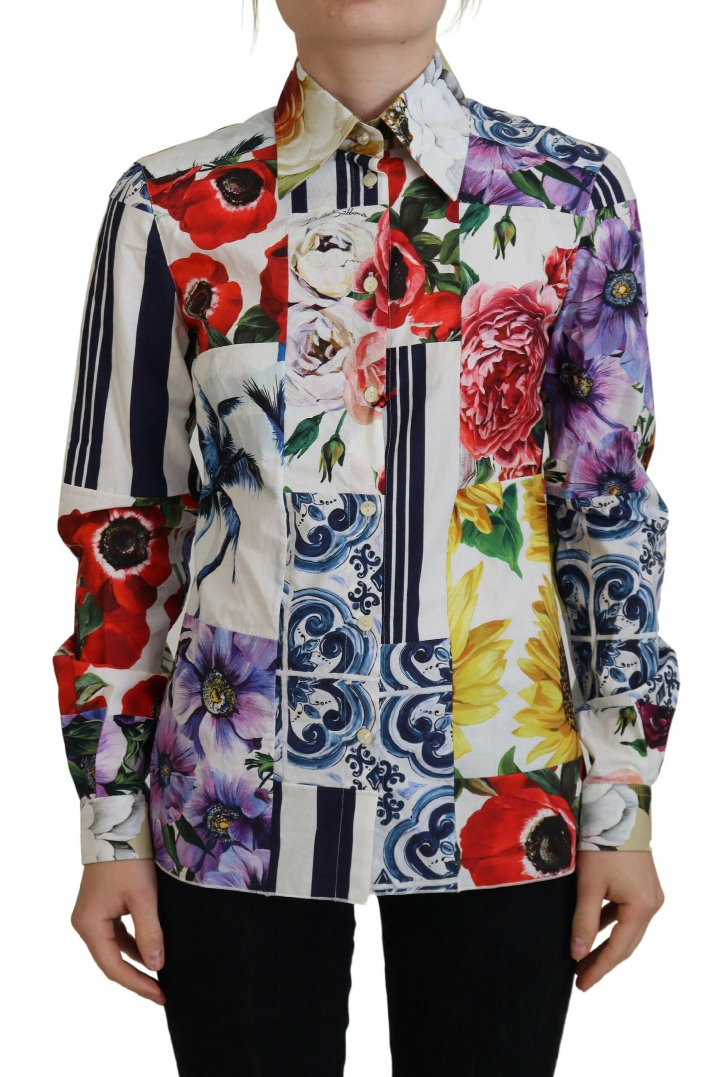 Dolce & Gabbana Elegant Floral Cotton Long Sleeve Top