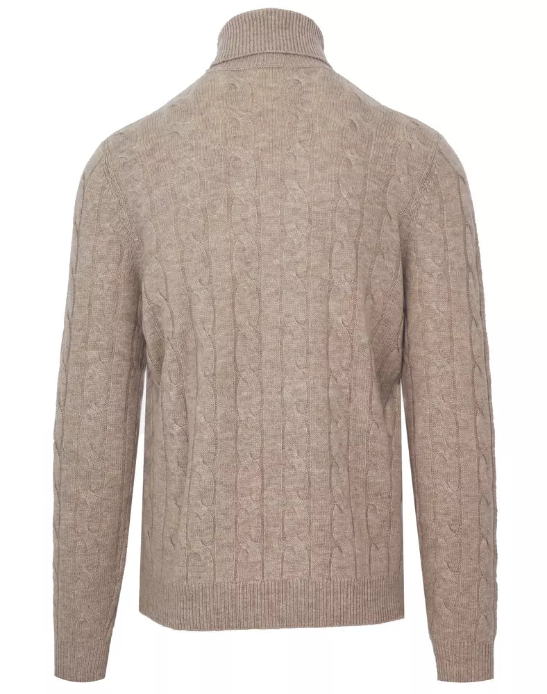 Malo Elegant Beige Wool-Cashmere Turtleneck Sweater