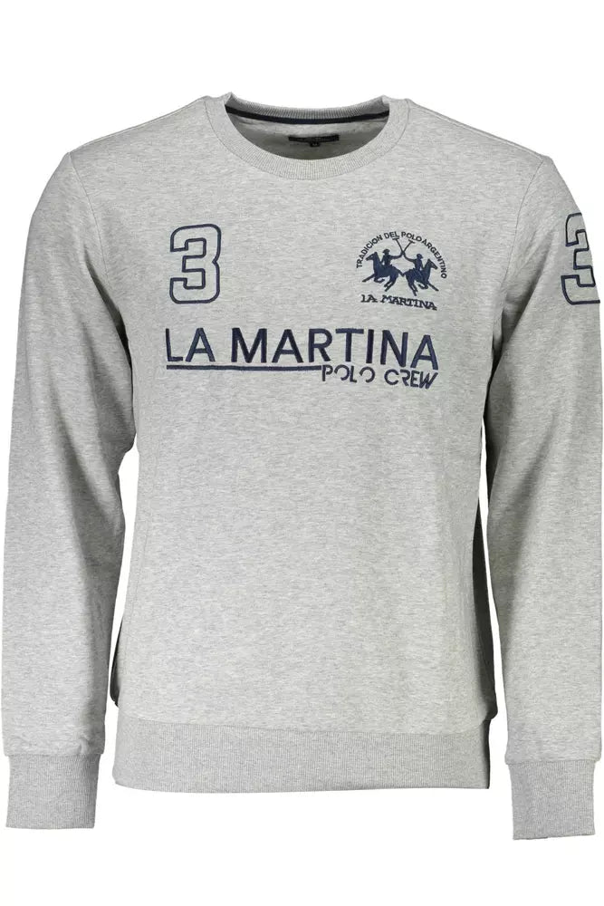 La Martina Gray Cotton Men Sweater