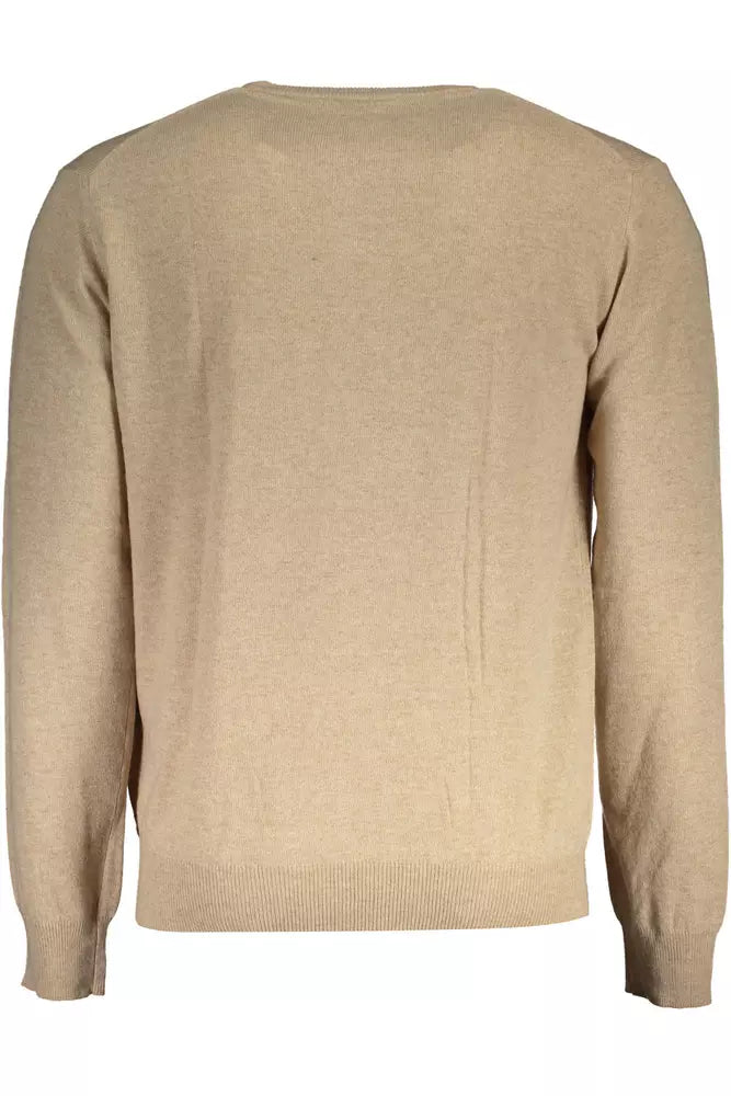 La Martina "Beige Wool Men Sweater Classic Comfort Knitwear"