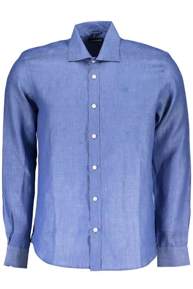 North Sails Blue Linen Men Shirt