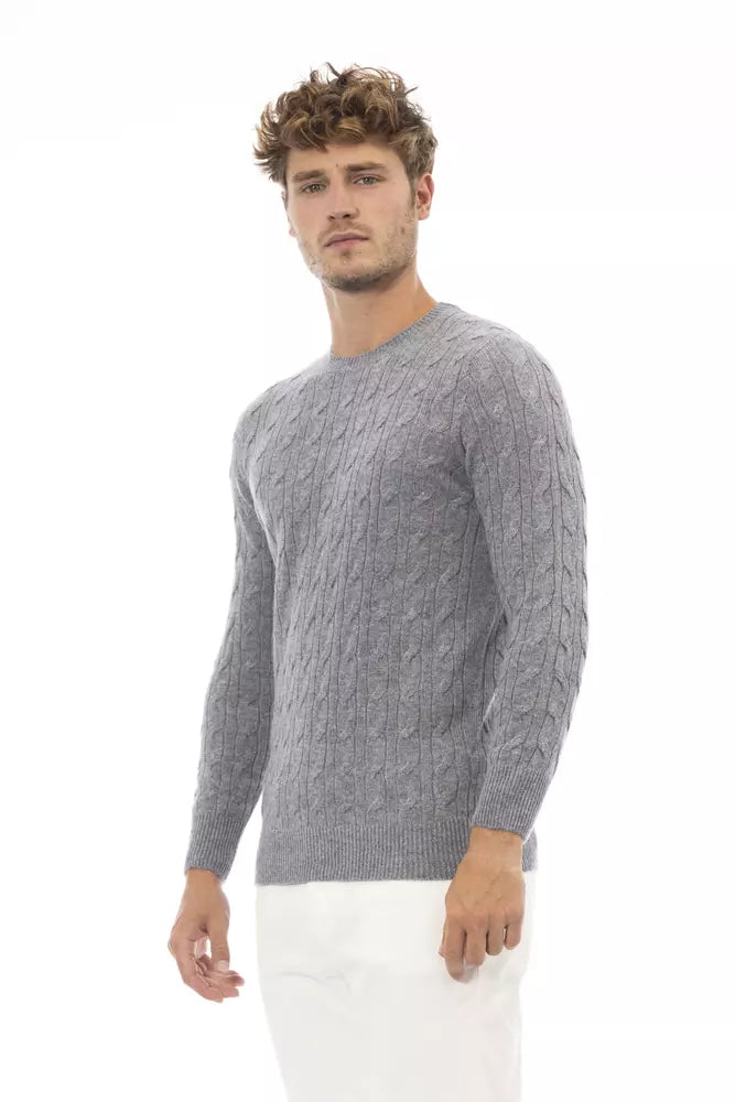 Alpha Studio Gray Cashmere Men Sweater