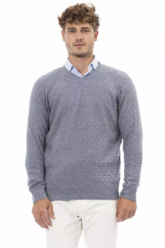 Alpha Studio "Light Blue Viscose Men Sweater"