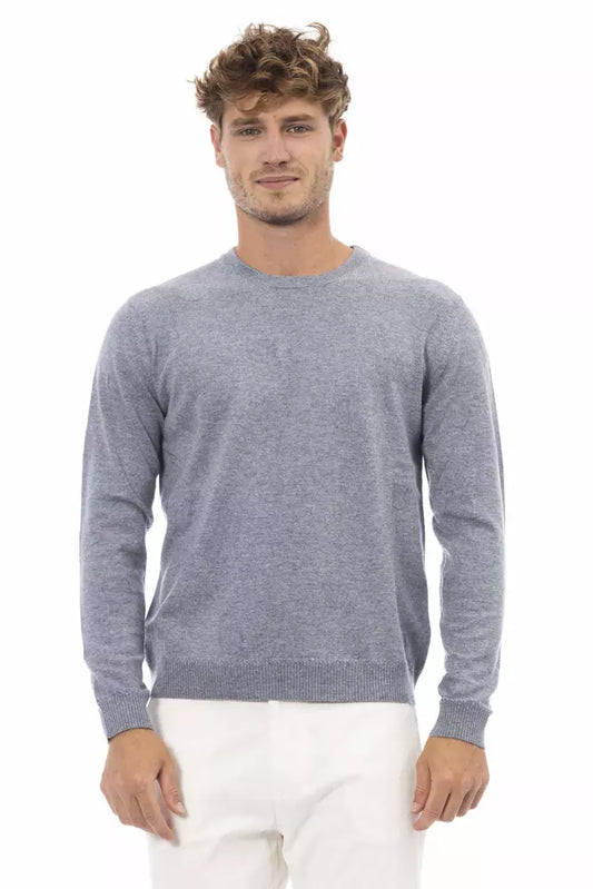 Alpha Studio Light Blue Viscose Men Sweater