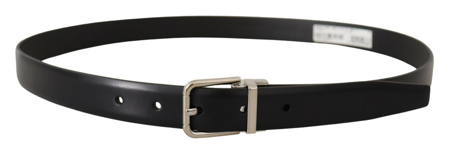 Dolce & Gabbana Elegant Black Leather Belt with Metal Buckle