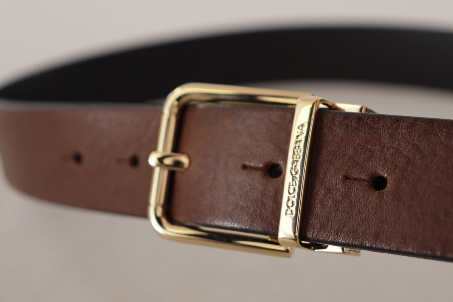 Dolce & Gabbana Elegant Brown Leather Belt with Metal Buckle