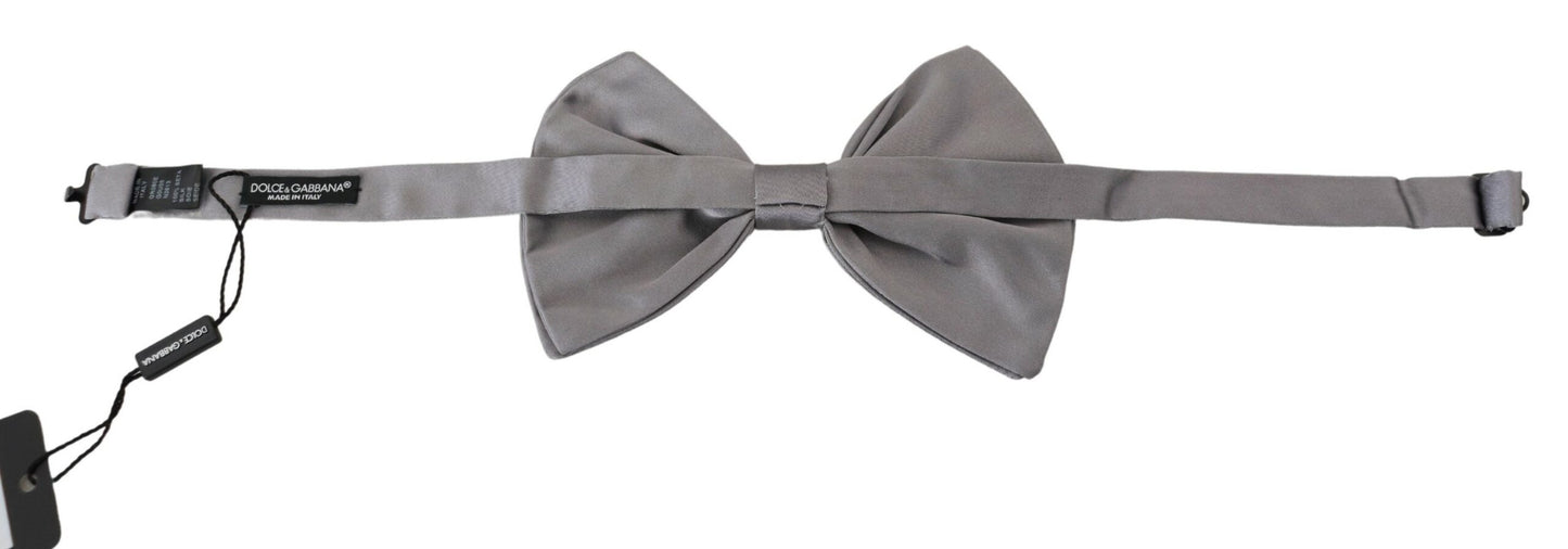 Dolce & Gabbana Elegant Silver Gray Silk Bow Tie