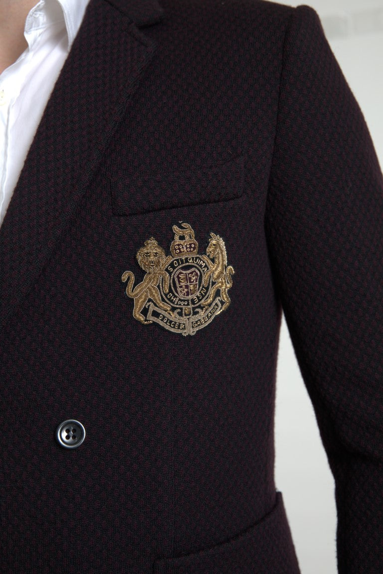 Dolce & Gabbana Elegant Purple Double Breasted Wool Blazer