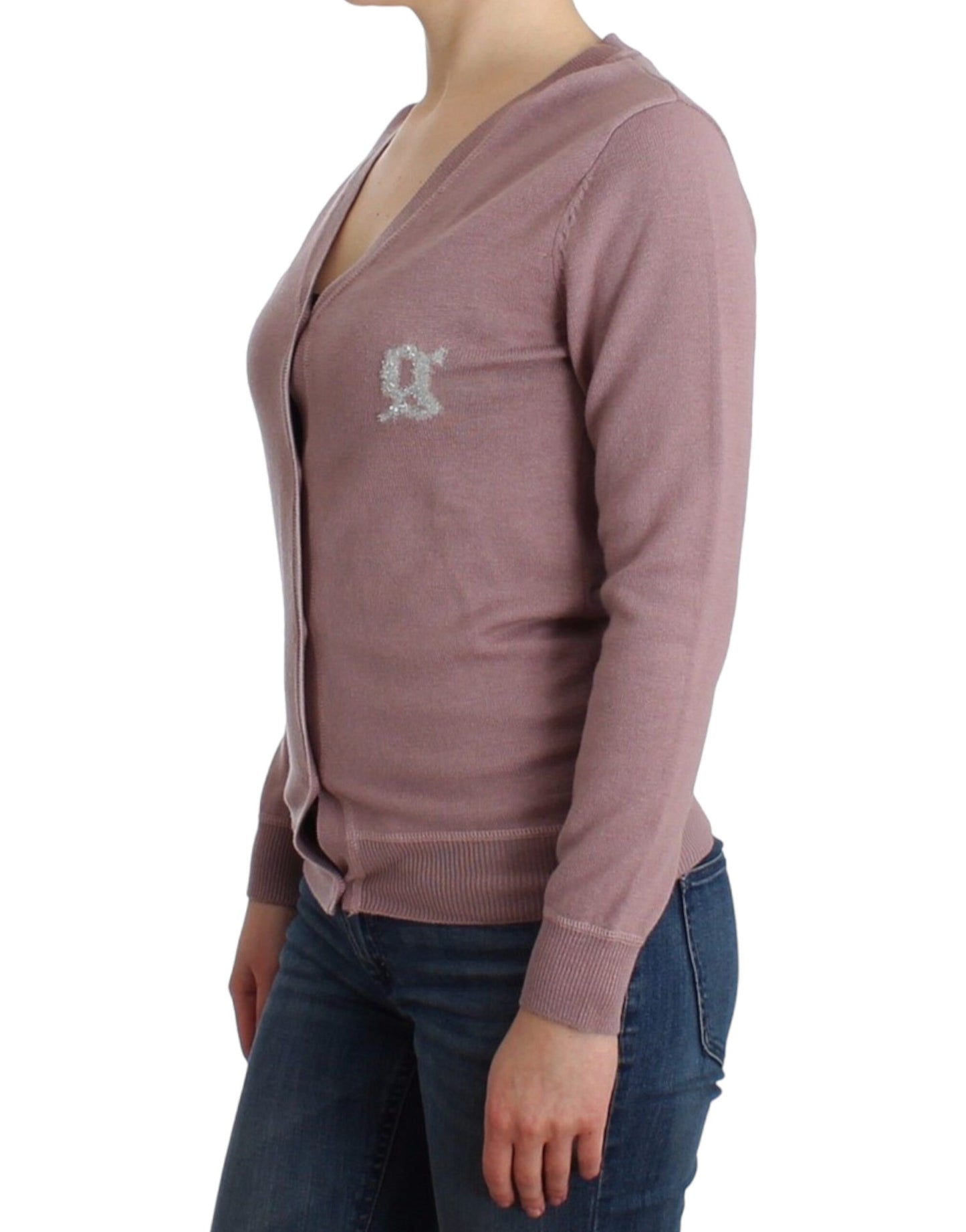 John Galliano Chic Pink V-Neck Wool Cardigan