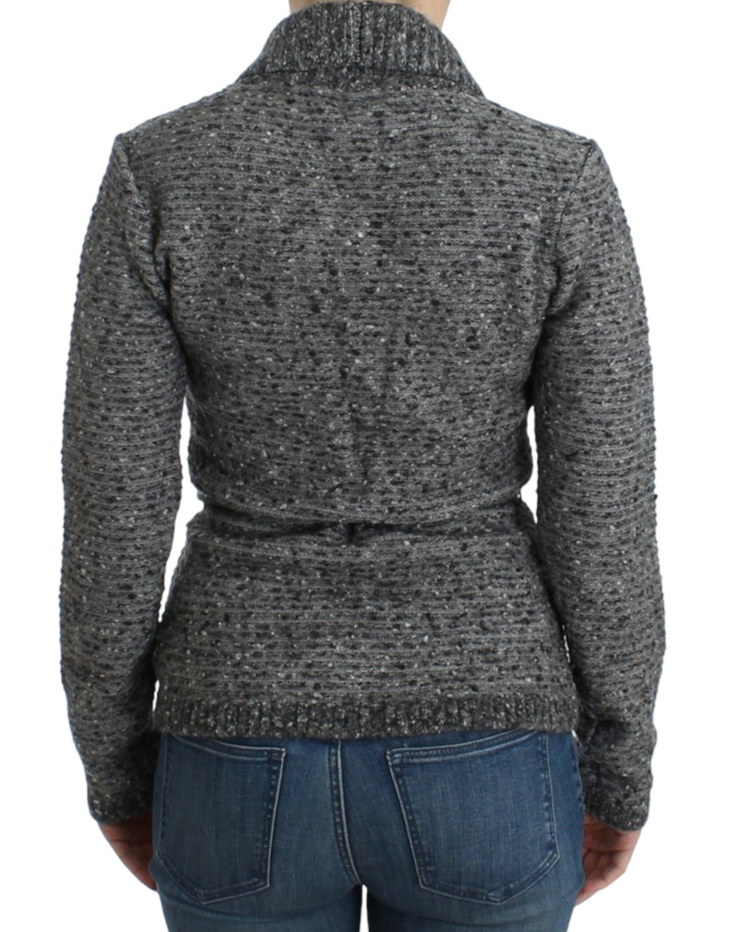 Cavalli Elegant Gray Wool Blend Cardigan