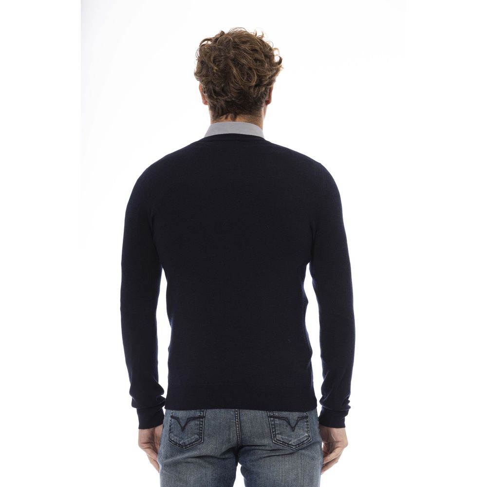 Baldinini Trend Blue Wool Men Sweater