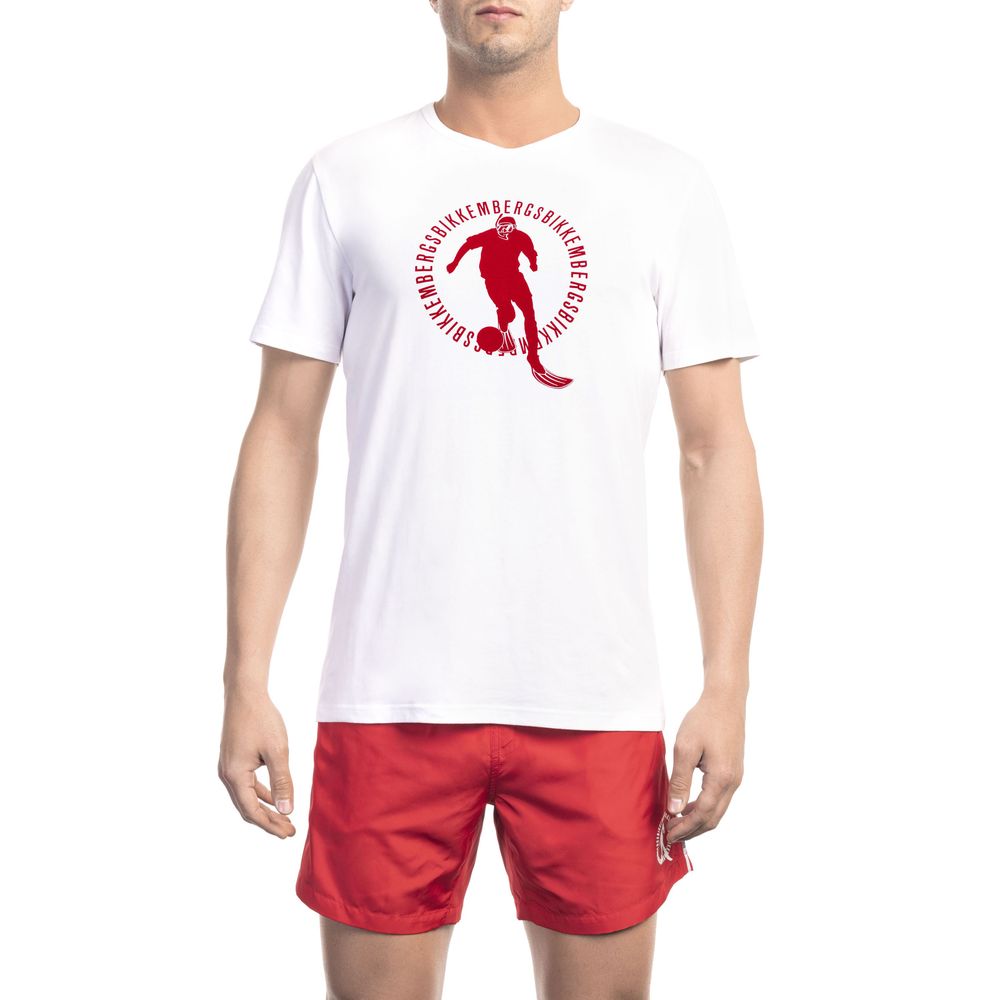 Bikkembergs White Cotton Men T-Shirt