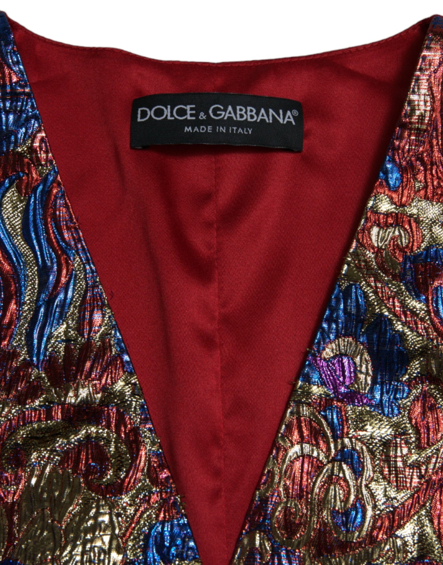 Dolce & Gabbana Multicolor Floral Print Jacquard Waistcoat Vest