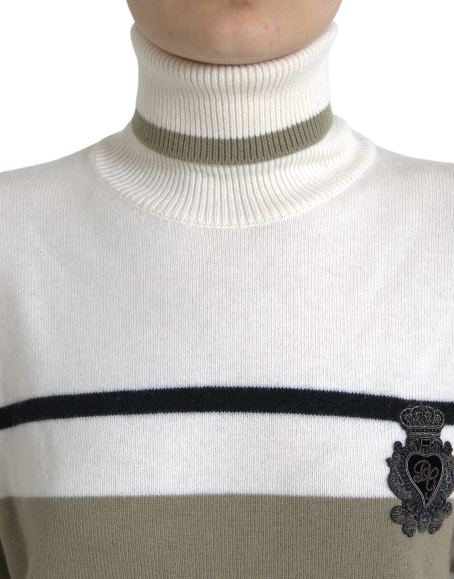 Dolce & Gabbana Italian Striped Wool Turtleneck Sweater