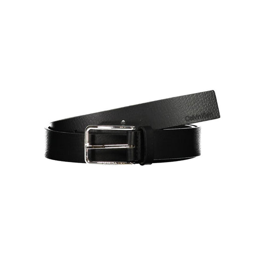 Calvin Klein Elegant Black Leather Belt with Metal Buckle