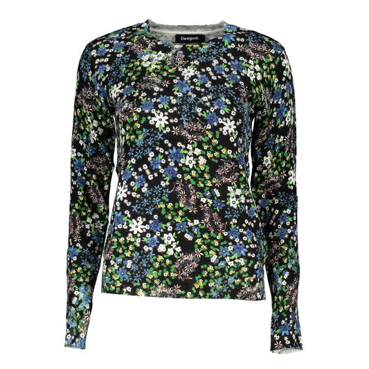 Desigual Elegant Contrast Crew Neck Sweater