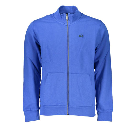 La Martina Elegant Blue Fleece Sweatshirt with Embroidery